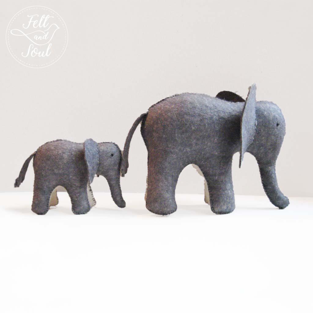 Elefánt gyapjú filc figura